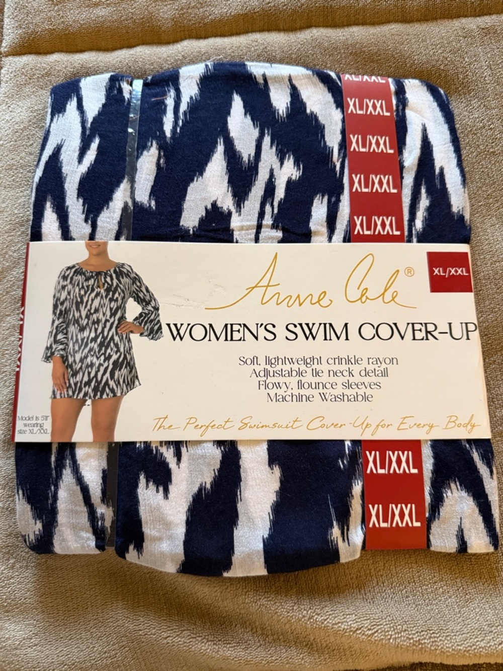 Anne Cole Navy & White Ikat-Print Women's Swim Cover-Up